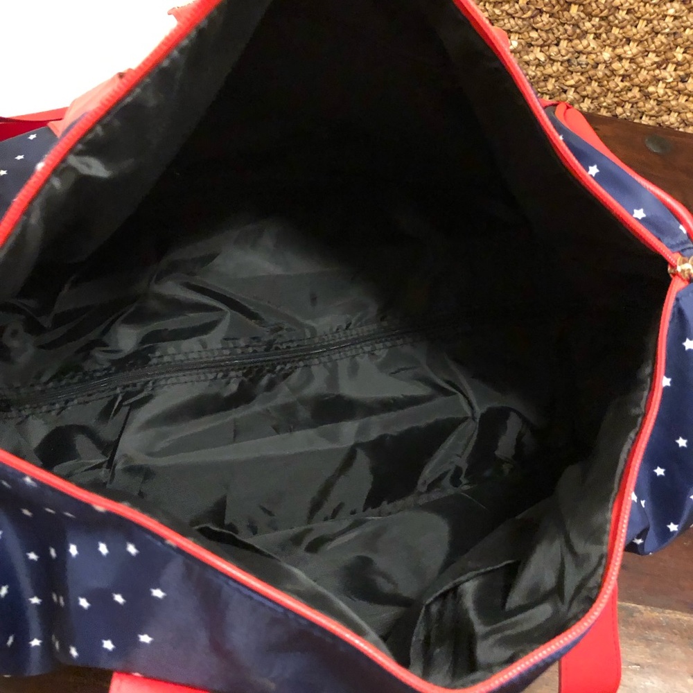Hello Kitty & Friends Rolling Duffel Bag Navy Red Stars Carry On Luggage Wheels - Picture 13 of 13